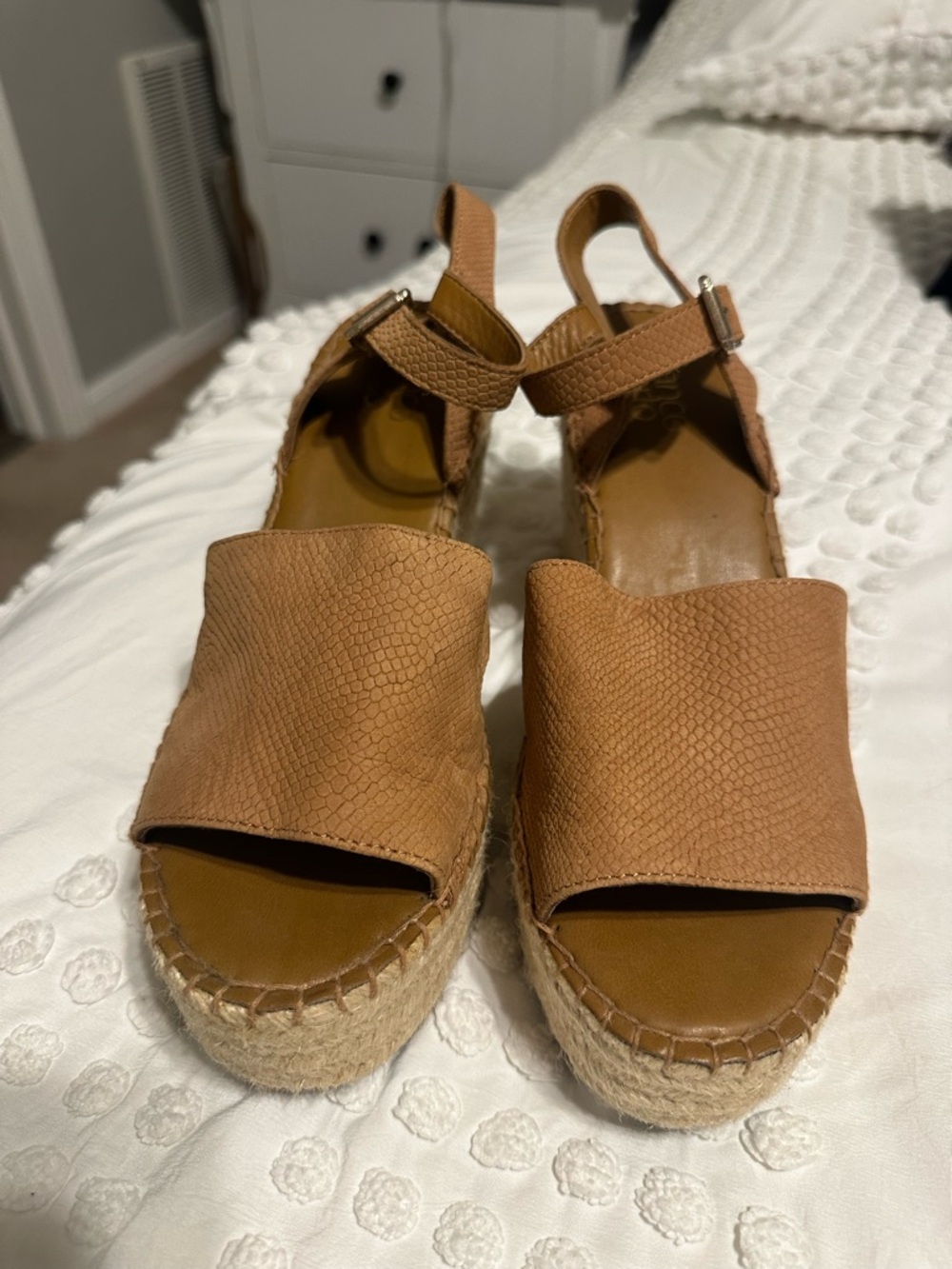 Women’s Franco Sarto Tan Espadrille Platform Sandals - Classic Summer Wedge